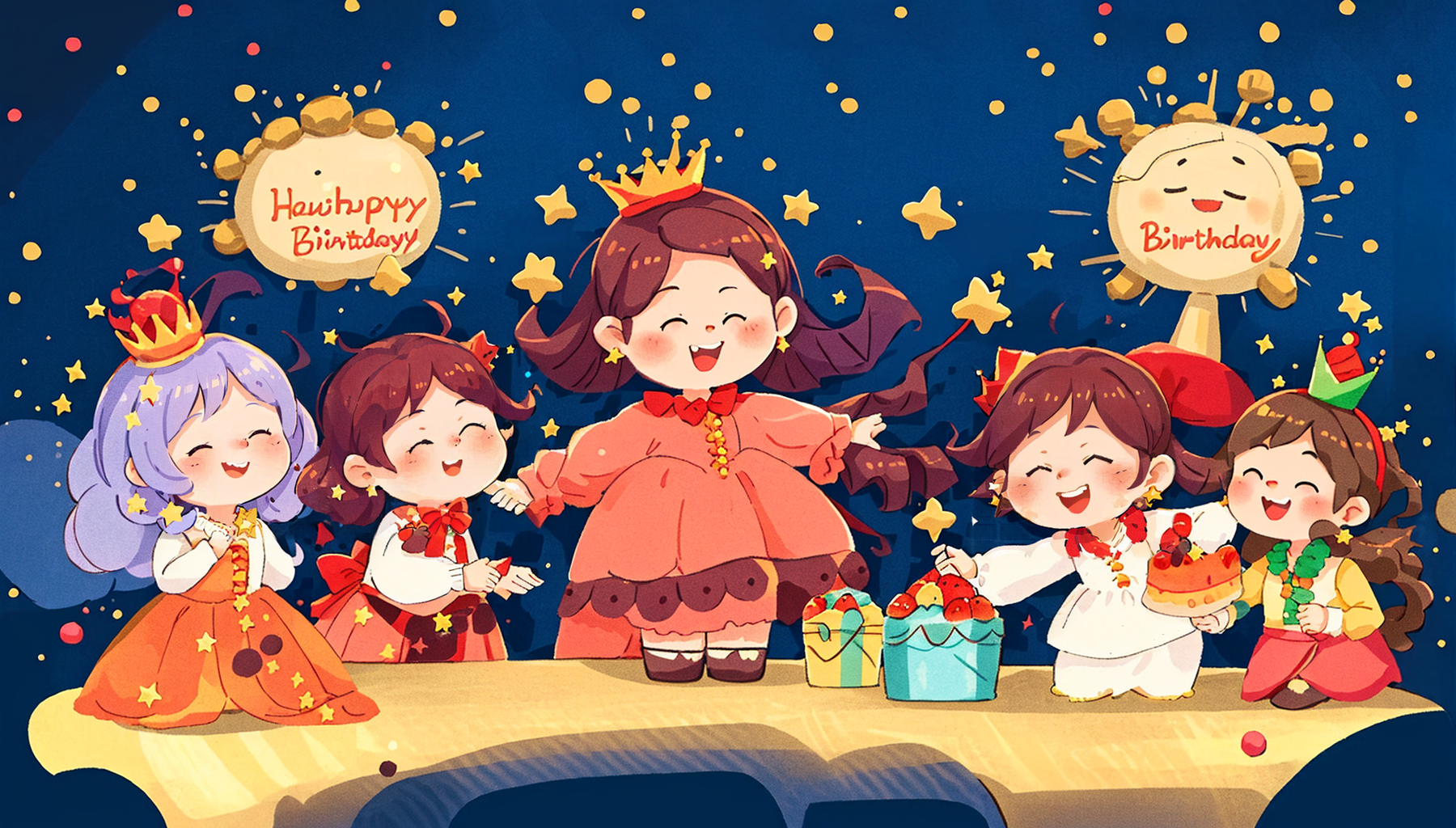 02191-2004960851-1girl, long sleeves, cake, simple background, brunette, , . _. , fruit, crown, blush, party hat, table, birthday cake, skirt, ba.png